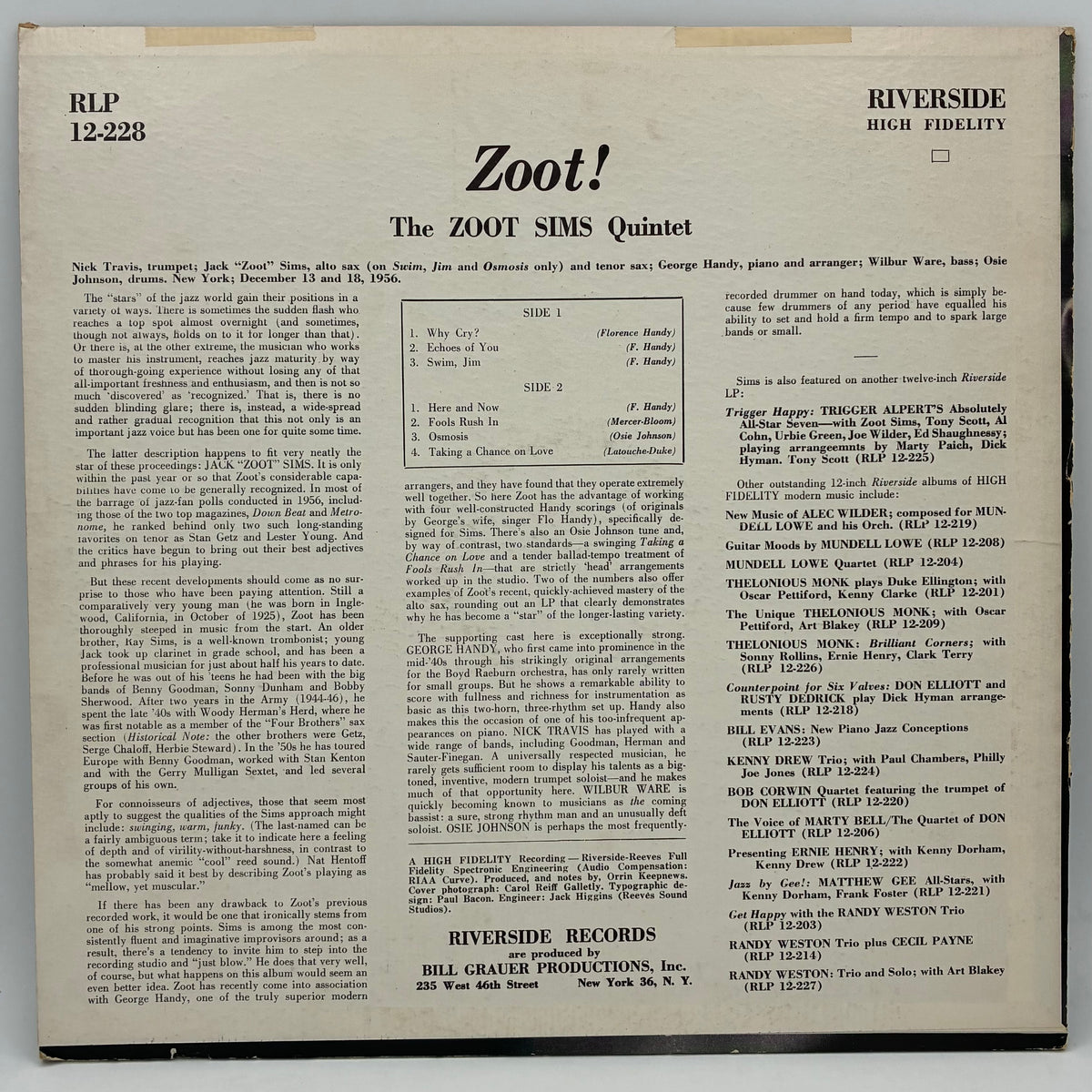 The Zoot Sims Quintet – Zoot!