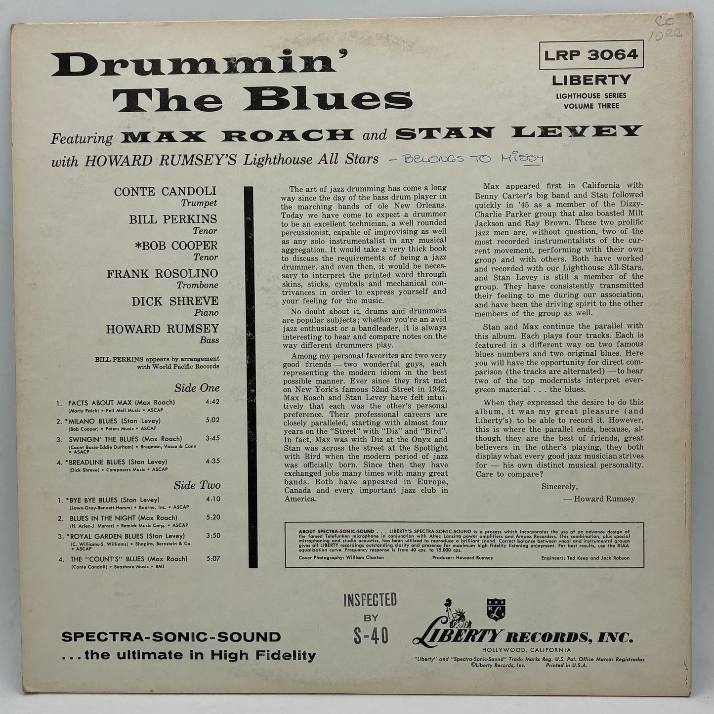 Max Roach And Stan Levey With Howard Rumsey's Lighthouse All-Stars – Drummin' The Blues