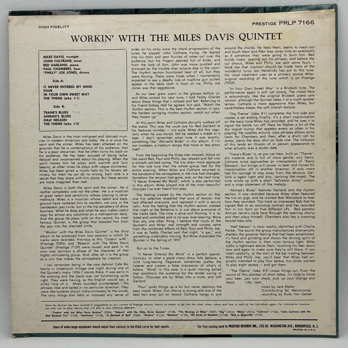 The Miles Davis Quintet – Workin' With The Miles Davis Quintet