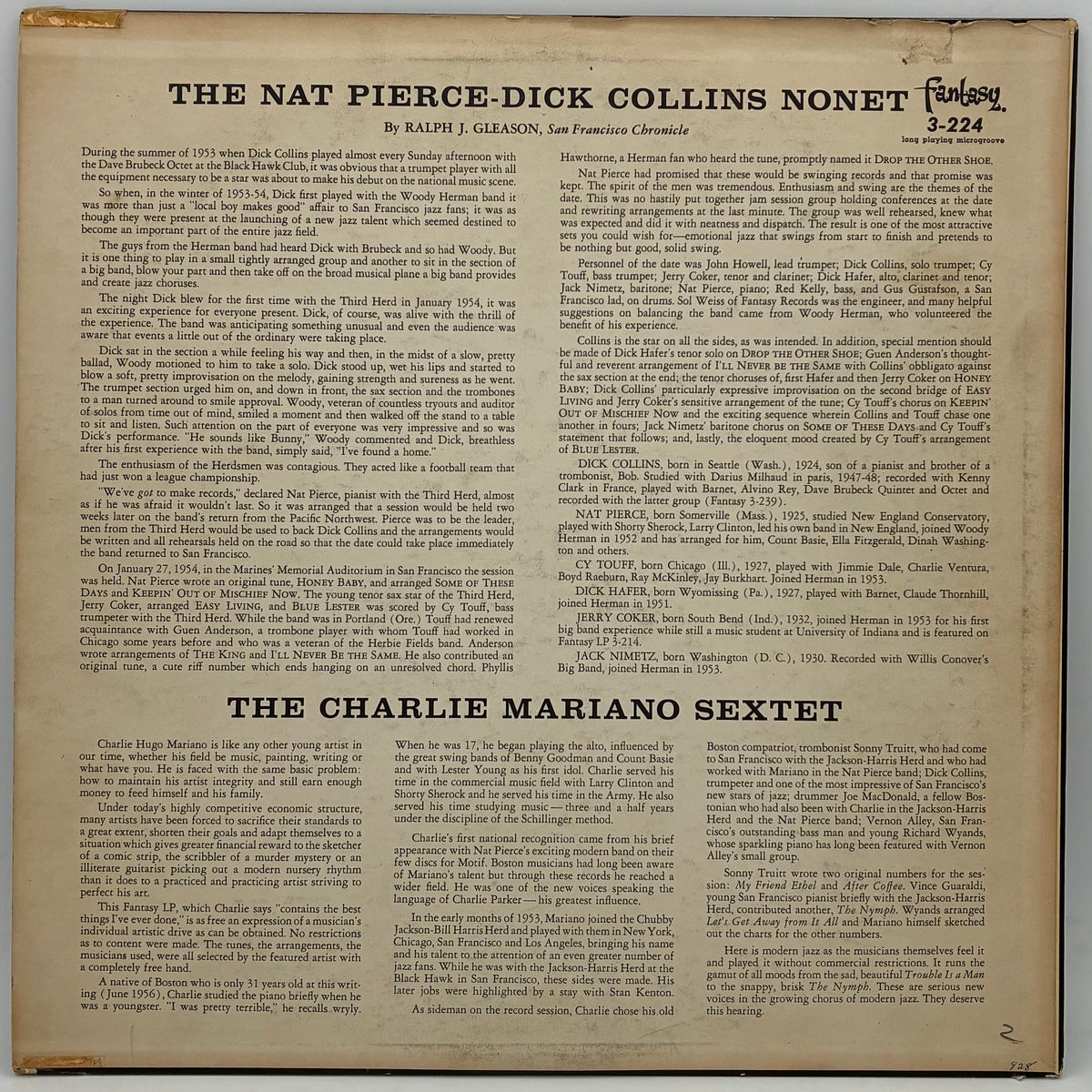 The Nat Pierce-Dick Collins Nonet / The Charlie Mariano Sextet – The Nat Pierce-Dick Collins Nonet / The Charlie Mariano Sextet
