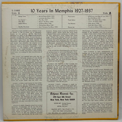 Various – Ten Years In Memphis: 1927-1937