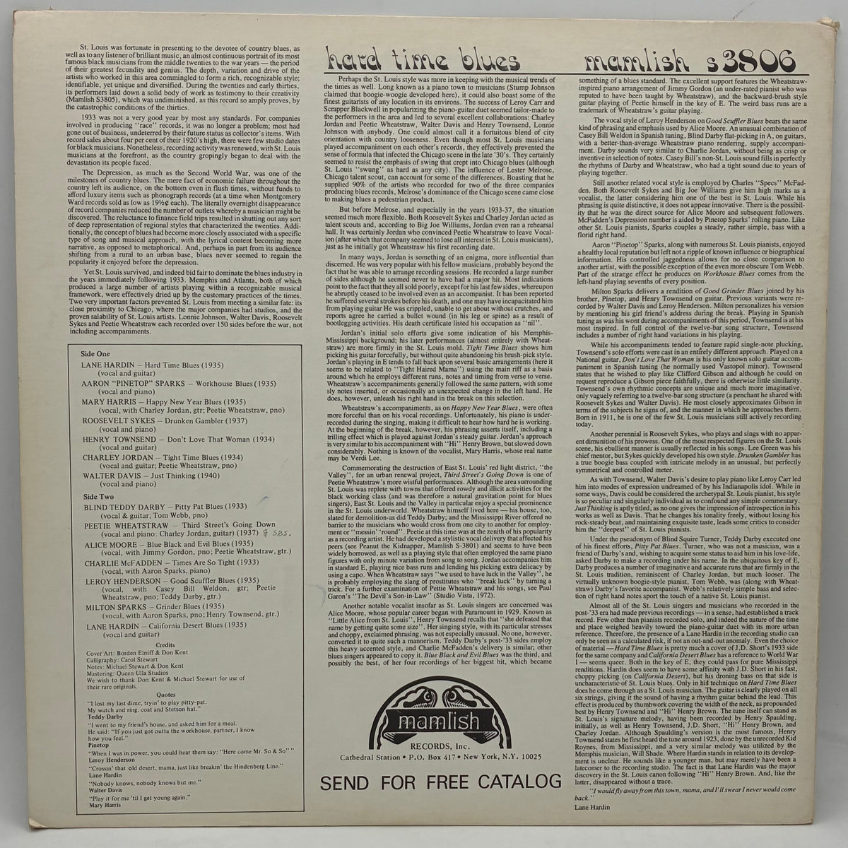 Various – Hard Time Blues - St. Louis 1933-1940