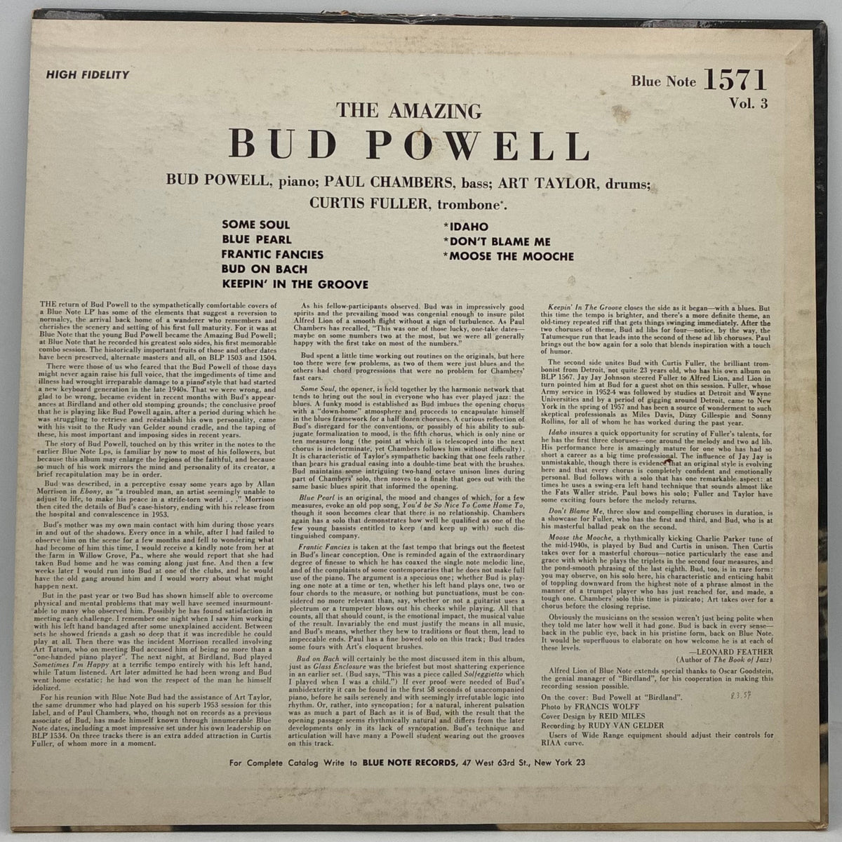 Bud Powell – The Amazing Bud Powell, Vol. 3 - Bud!