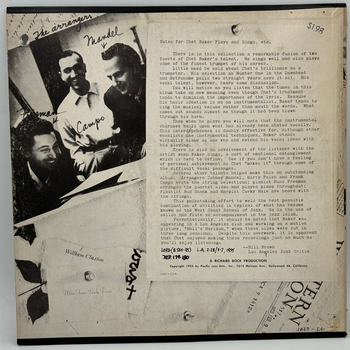 Chet Baker – Sings And Plays With Bud Shank, Russ Freeman And Strings